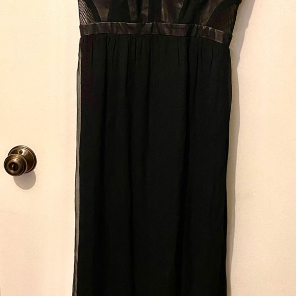 Faux Leather Chiffon Long Dress - Picture 4 of 4